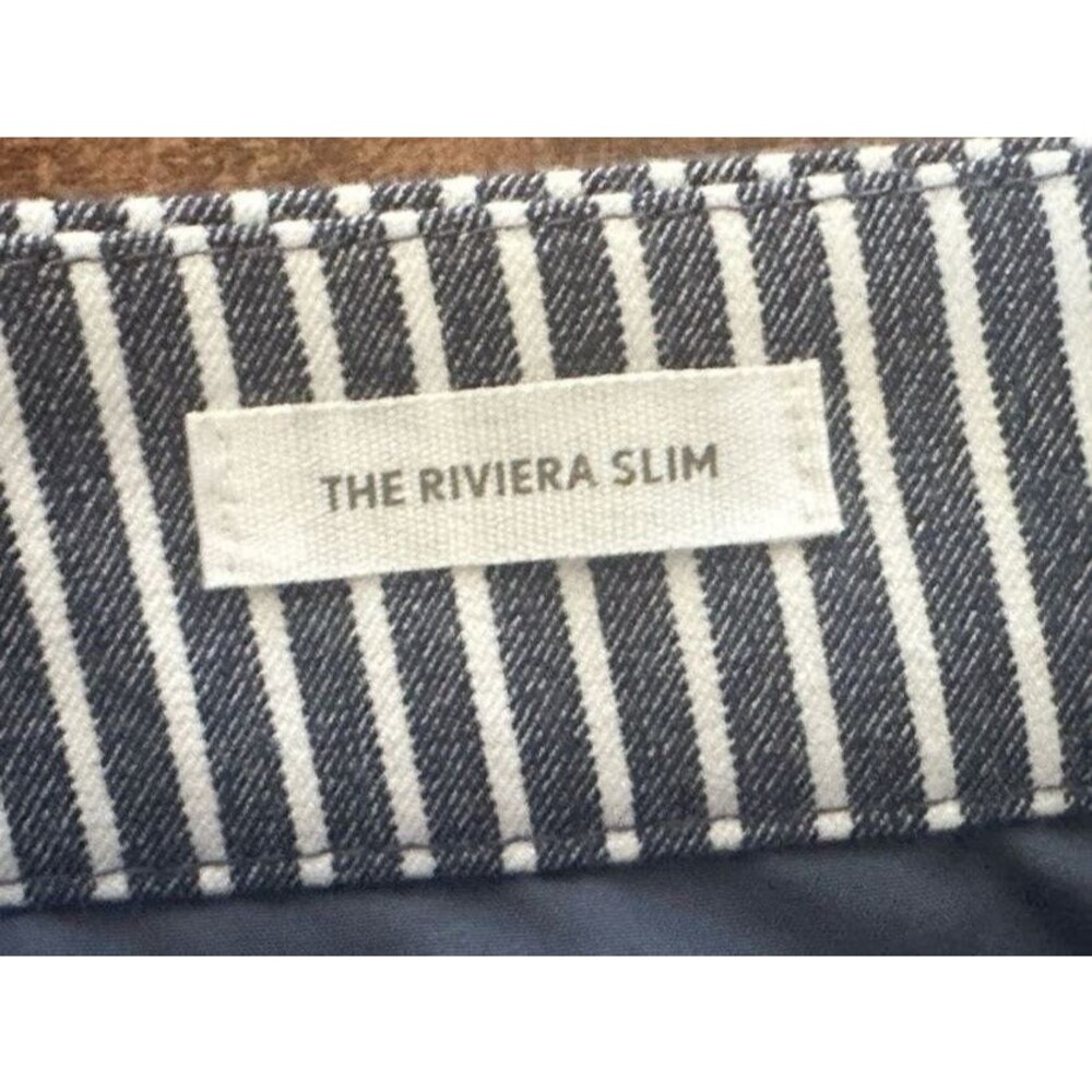 Loft Riviera Slim Cropped Pant Size 10 Navy White Pinstripe - Picture 9 of 9